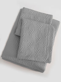 URBAN DREAM FASHION GEOMETRIC HONEYCOMB QUILTED SOLID GREY BEDSPREAD