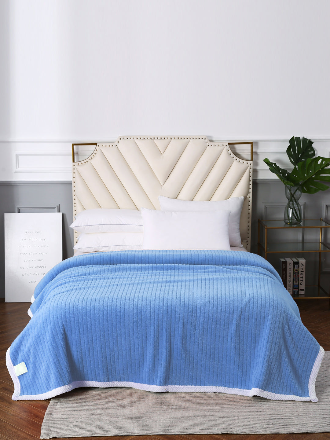 URBAN DREAM FASHION STRIPES SOLID BLUE BLANKET