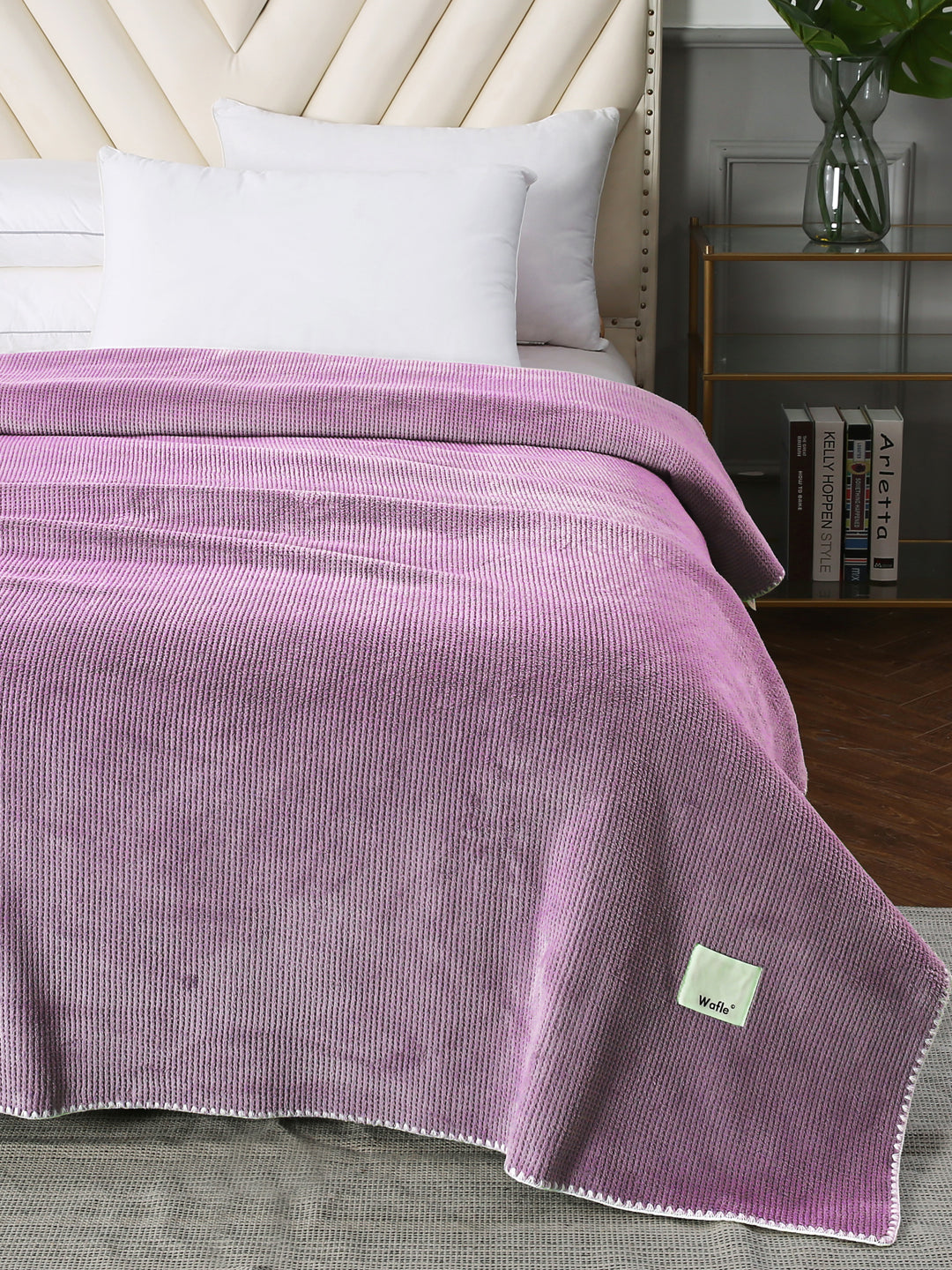 URBAN DREAM FASHION WAFFLE SOLID PURPLE BLANKET