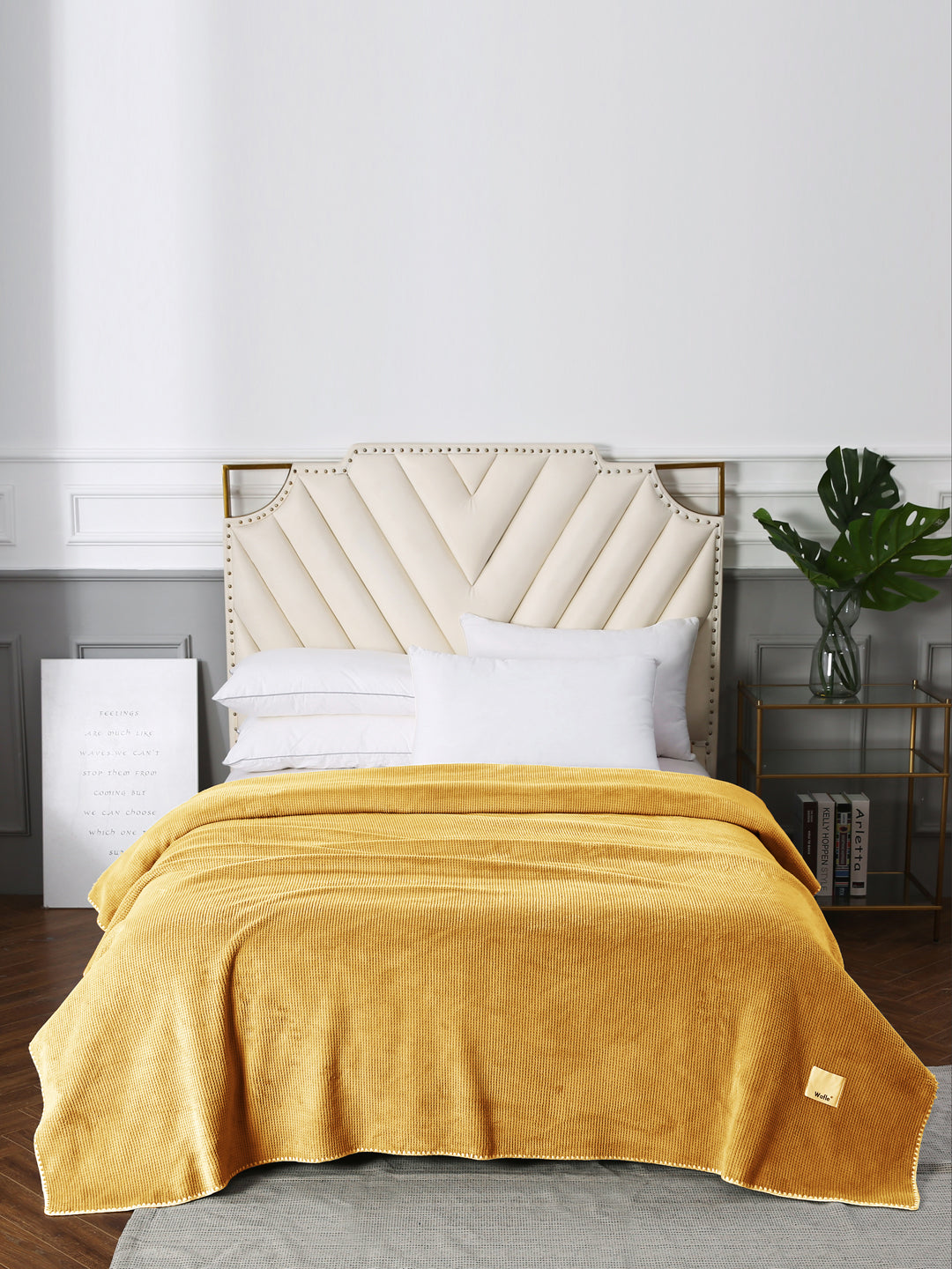 URBAN DREAM FASHION WAFFLE SOLID MUSTARD BLANKET