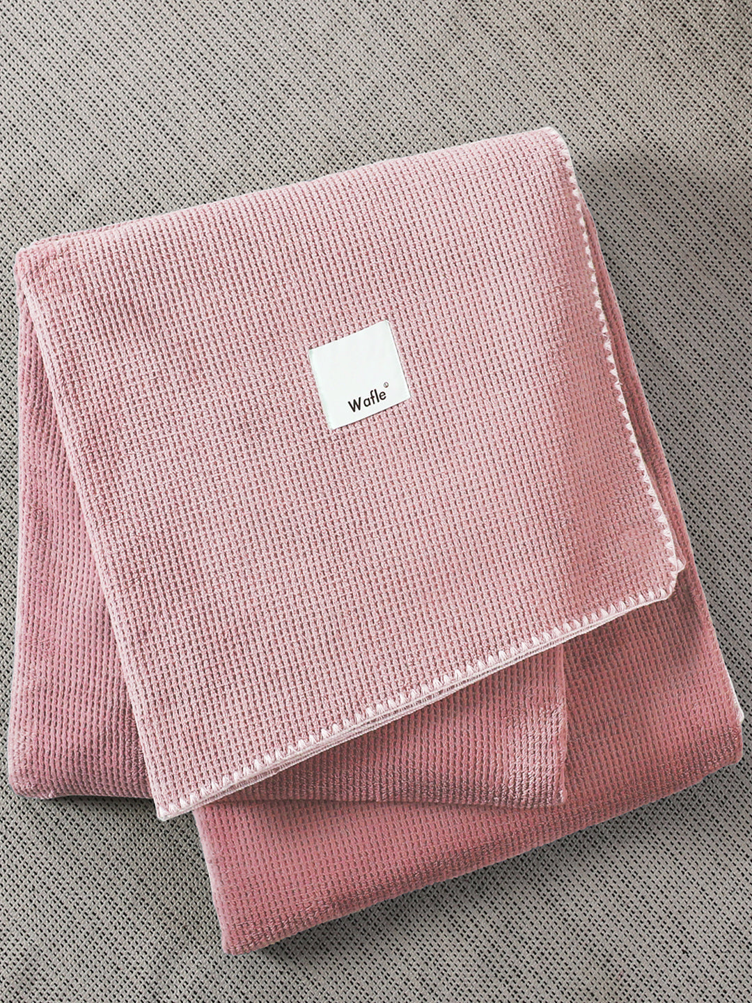 URBAN DREAM FASHION WAFFLE SOLID LIGHT PINK BLANKET