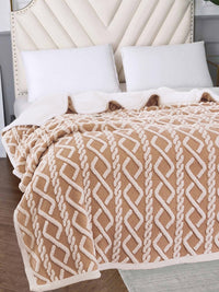 URBAN DREAM FASHION GEOMETRIC SOLID BROWN BLANKET