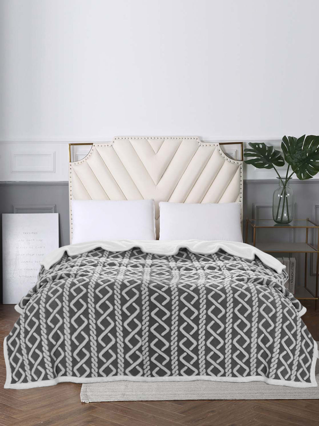 URBAN DREAM FASHION GEOMETRIC SOLID GREY BLANKET