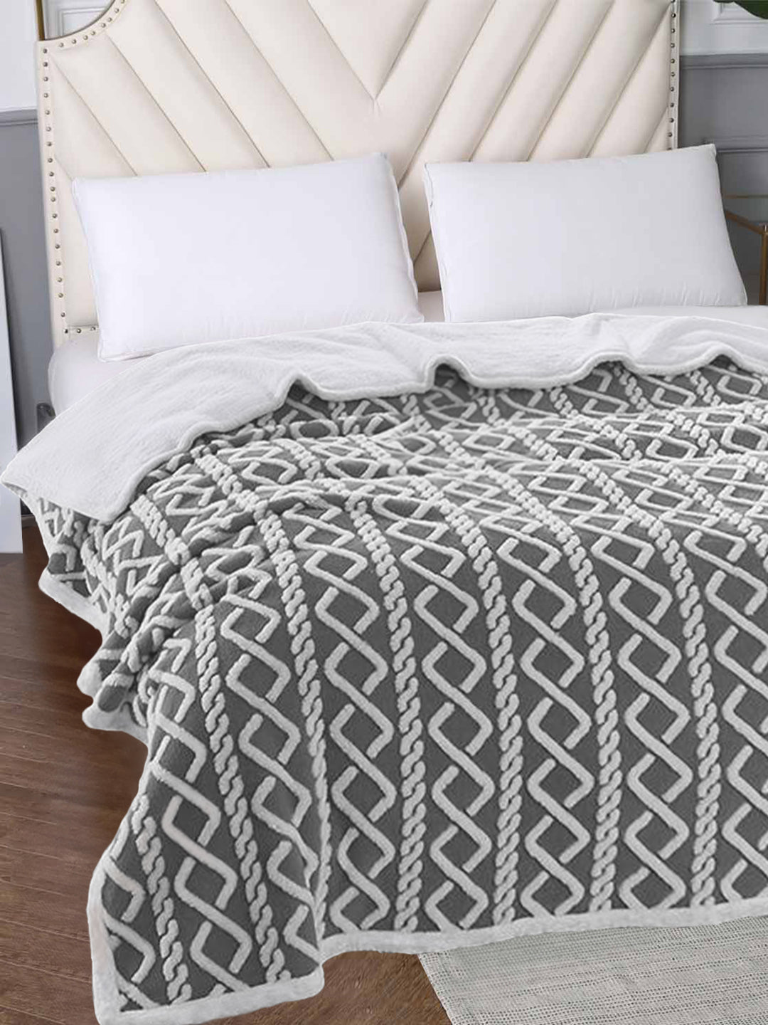 URBAN DREAM FASHION GEOMETRIC SOLID GREY BLANKET