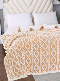 URBAN DREAM FASHION GEOMETRIC SOLID BEIGE BLANKET