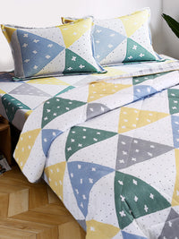 URBAN DREAM FASHION GEOMETRIC CROSS PRINT WHITE AND YELLOW 4 PC. BEDDING SET