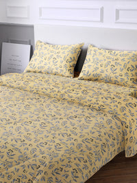 URBAN DREAM FASHION FLORAL PRINT YELLOW AND GREY 4 PC. BEDDING SET