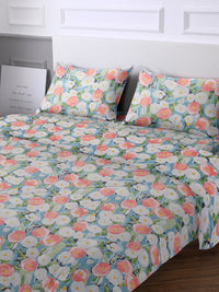 URBAN DREAM FASHION BRUSH STROKE FLORAL PRINT BLUE AND RED 4 PC. BEDDING SET