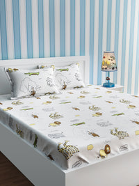 URBAN DREAM KIDS ANIMAL IN JUNGLE PRINT IVORY AND BROWN BEDSHEET SET