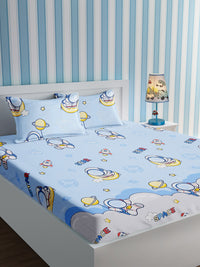 URBAN DREAM KIDS ABSTRACT DOODLE PRINT WHITE AND BLUE  BEDSHEET SET