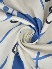 Kids Abstract Doodle Print White and Blue Bedsheet Set