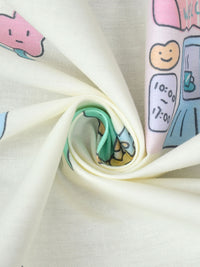 URBAN DREAM KIDS DINO DAYOUT PRINT WHITE AND PURPLE  BEDSHEET SET