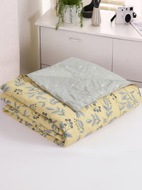 URBAN DREAM FASHION FLORAL PRINT YELLOW AND GREY COMFORTER