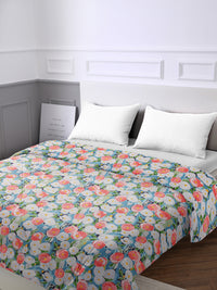 URBAN DREAM FASHION BRUSH STROKE FLORAL PRINT BLUE AND RED COMFORTER