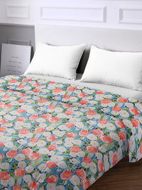 URBAN DREAM FASHION BRUSH STROKE FLORAL PRINT BLUE AND RED COMFORTER