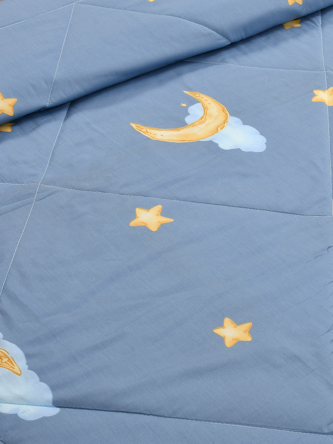 URBAN DREAM KIDS MOON AND STAR PRINT GREY AND YELLOW COMFORTER