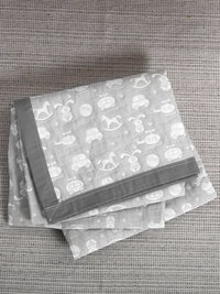 URBAN DREAM KIDS ABSTRACT TOYS WEAVE GREY AND WHITE BEDSPREAD