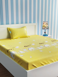 URBAN DREAM KIDS ANIMAL PARTY PRINT YELLOW AND WHITE BEDSHEET SET